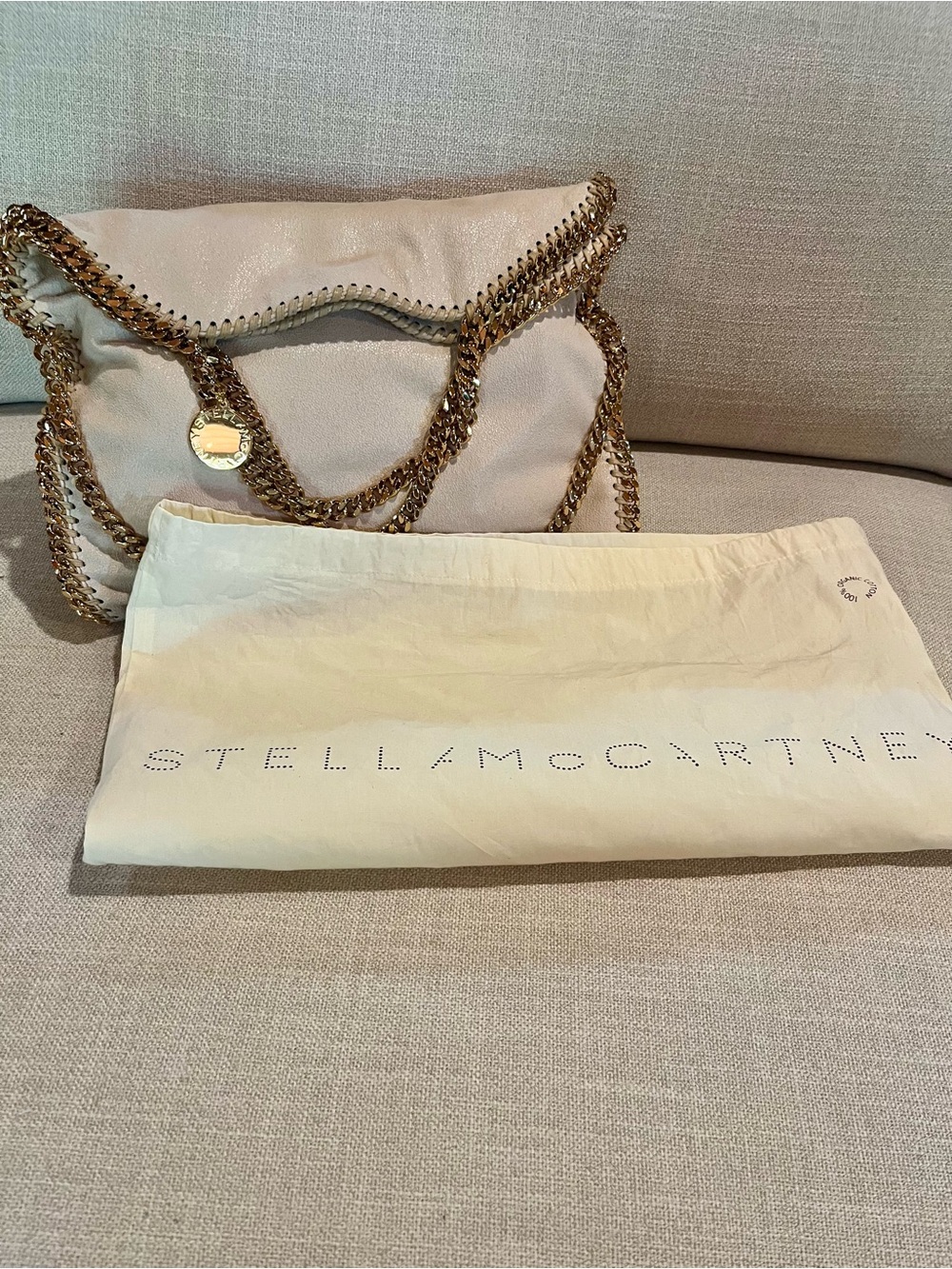 Stella McCartney Falabella Fold-Over Tote Cream Vegan with Gold - Picture 5 of 16